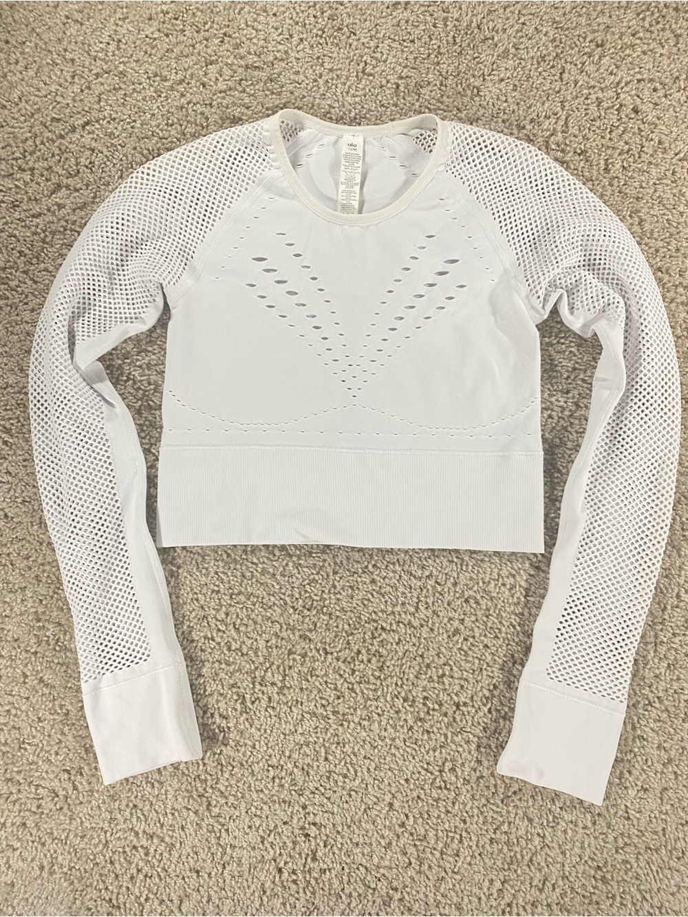 ALO YOGA Open Air Seamless Long Sleeve T-shirt In White